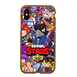 Чехол iPhone XS Max матовый BRAWL STARS CROW, цвет: 3D-коричневый