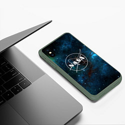 Чехол iPhone XS Max матовый NASA, цвет: 3D-темно-зеленый — фото 2