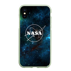 Чехол iPhone XS Max матовый NASA, цвет: 3D-салатовый