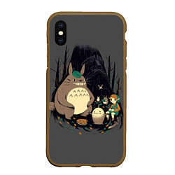 Чехол iPhone XS Max матовый Totoro, цвет: 3D-коричневый