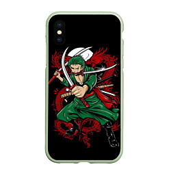 Чехол iPhone XS Max матовый One Piece, цвет: 3D-салатовый