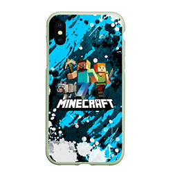 Чехол iPhone XS Max матовый Minecraft Майнкрафт, цвет: 3D-салатовый