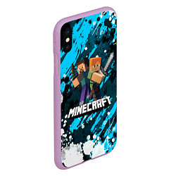 Чехол iPhone XS Max матовый Minecraft Майнкрафт, цвет: 3D-сиреневый — фото 2