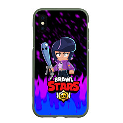 Чехол iPhone XS Max матовый BRAWL STARS BIBI, цвет: 3D-темно-зеленый