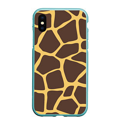 Чехол iPhone XS Max матовый Окрас жирафа, цвет: 3D-мятный