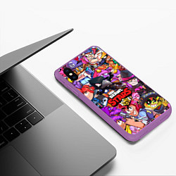 Чехол iPhone XS Max матовый BRAWL STARS CROW, цвет: 3D-фиолетовый — фото 2