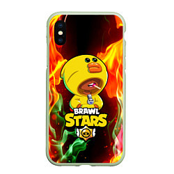 Чехол iPhone XS Max матовый Brawl Stars SALLY LEON, цвет: 3D-салатовый