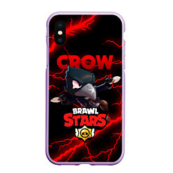 Чехол iPhone XS Max матовый BRAWL STARS CROW, цвет: 3D-сиреневый