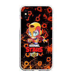 Чехол iPhone XS Max матовый BRAWL STARS MAX, цвет: 3D-белый