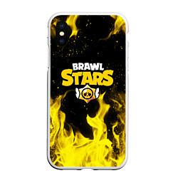 Чехол iPhone XS Max матовый BRAWL STARS, цвет: 3D-белый