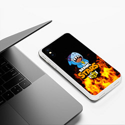 Чехол iPhone XS Max матовый BRAWL STARS LEON SHARK, цвет: 3D-белый — фото 2