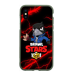 Чехол iPhone XS Max матовый BRAWL STARS CROW, цвет: 3D-темно-зеленый