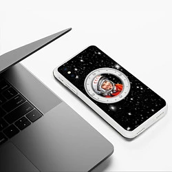 Чехол iPhone XS Max матовый Юрий Гагарин звездное небо, цвет: 3D-белый — фото 2