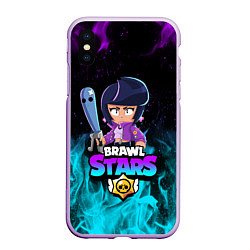 Чехол iPhone XS Max матовый BRAWL STARS BIBI, цвет: 3D-сиреневый