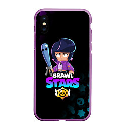 Чехол iPhone XS Max матовый BRAWL STARS BIBI, цвет: 3D-фиолетовый