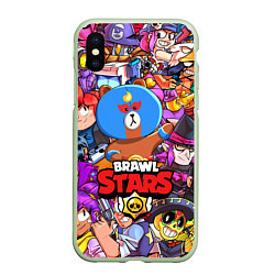 Чехол iPhone XS Max матовый BRAWL STARS EL BROWN, цвет: 3D-салатовый