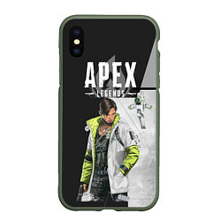 Чехол iPhone XS Max матовый Apex Legends, цвет: 3D-темно-зеленый