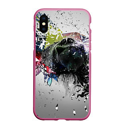 Чехол iPhone XS Max матовый Бурый медведь, цвет: 3D-малиновый