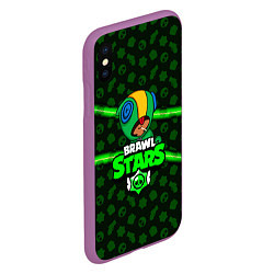 Чехол iPhone XS Max матовый BRAWL STARS LEON, цвет: 3D-фиолетовый — фото 2