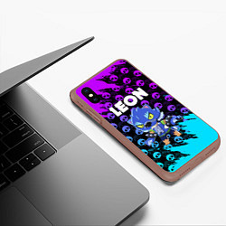 Чехол iPhone XS Max матовый BRAWL STARS LEON, цвет: 3D-коричневый — фото 2