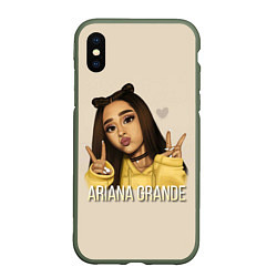 Чехол iPhone XS Max матовый Ariana Grande Ариана Гранде, цвет: 3D-темно-зеленый