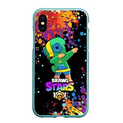 Чехол iPhone XS Max матовый Brawl Stars Leon, Dab, цвет: 3D-мятный