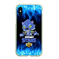 Чехол iPhone XS Max матовый BRAWL STARS LEON ОБОРОТЕНЬ, цвет: 3D-салатовый