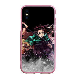 Чехол iPhone XS Max матовый KIMETSU NO YAIBA, цвет: 3D-розовый