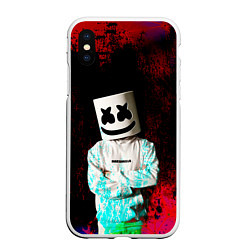 Чехол iPhone XS Max матовый Marshmello, цвет: 3D-белый