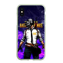 Чехол iPhone XS Max матовый PUBG, цвет: 3D-салатовый