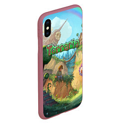 Чехол iPhone XS Max матовый Terraria, цвет: 3D-малиновый — фото 2