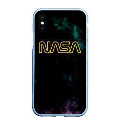 Чехол iPhone XS Max матовый NASA Vision Mission and Core Values на спине, цвет: 3D-голубой