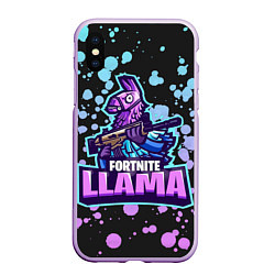 Чехол iPhone XS Max матовый Fortnite LLAMA, цвет: 3D-сиреневый