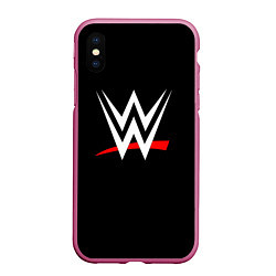 Чехол iPhone XS Max матовый WWE, цвет: 3D-малиновый