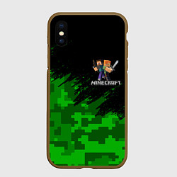 Чехол iPhone XS Max матовый MINECRAFT, цвет: 3D-коричневый