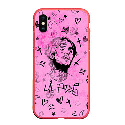 Чехол iPhone XS Max матовый LIL PEEP, цвет: 3D-красный