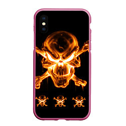 Чехол iPhone XS Max матовый Черепа, цвет: 3D-малиновый