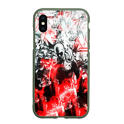 Чехол iPhone XS Max матовый One-Punch Man Collage, цвет: 3D-темно-зеленый