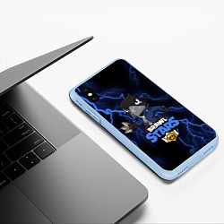 Чехол iPhone XS Max матовый Brawl Stars CROW, цвет: 3D-голубой — фото 2