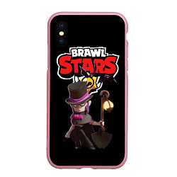 Чехол iPhone XS Max матовый Мортис Brawl Stars, цвет: 3D-розовый