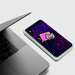 Чехол iPhone XS Max матовый Nyan Cat, цвет: 3D-салатовый — фото 2