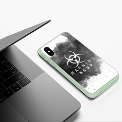 Чехол iPhone XS Max матовый Warning NCoV, цвет: 3D-салатовый — фото 2
