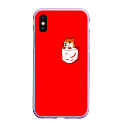 Чехол iPhone XS Max матовый Карманный Doge, цвет: 3D-сиреневый