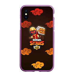 Чехол iPhone XS Max матовый Brawl Stars Lion Dance Brock, цвет: 3D-фиолетовый