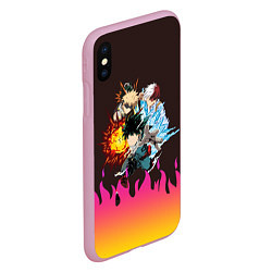 Чехол iPhone XS Max матовый MY HERO ACADEMIA разноцветное пламя, цвет: 3D-розовый — фото 2