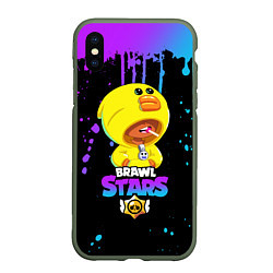 Чехол iPhone XS Max матовый Brawl Stars Sally Leon, цвет: 3D-темно-зеленый