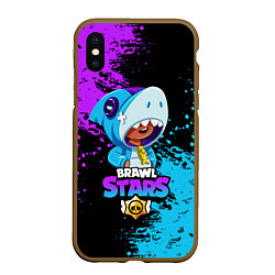 Чехол iPhone XS Max матовый Brawl Stars Leon Shark, цвет: 3D-коричневый