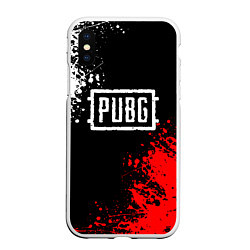 Чехол iPhone XS Max матовый PUBG, цвет: 3D-белый