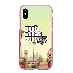 Чехол iPhone XS Max матовый GTA 5, цвет: 3D-розовый