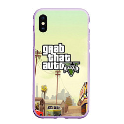 Чехол iPhone XS Max матовый GTA 5, цвет: 3D-сиреневый